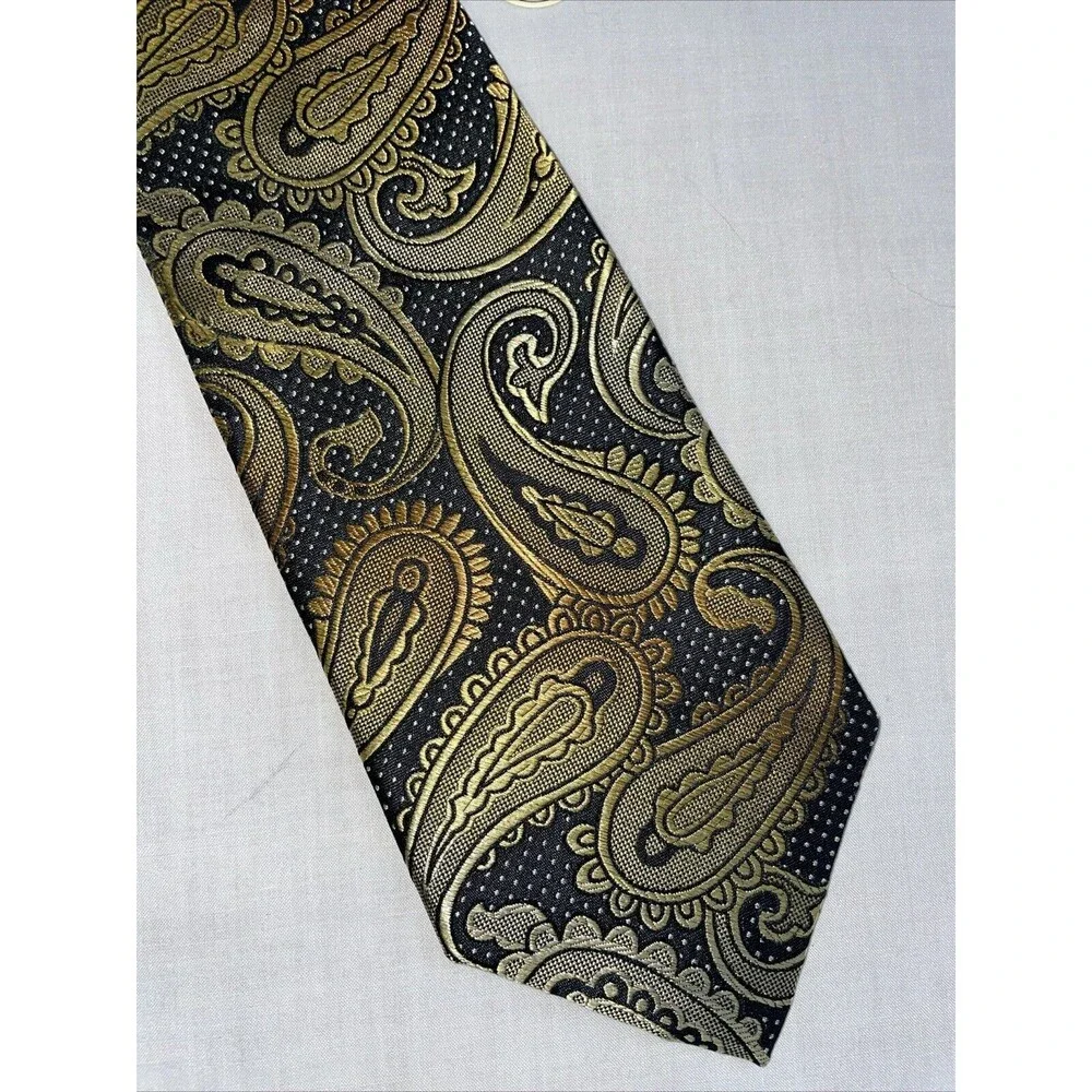 Bruno Piattelli Men’s Dress Toe Size 58” Gold Paisley Business Formal City NWT